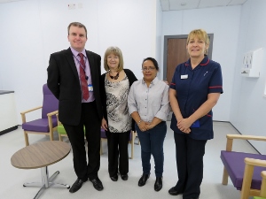Nick Rowley, UNISON and Anna Reynolds, Endoscopy Lead Clinical Nurse with Dr Camila Mejia, FETSALUD and Louise Richards, NSCAG